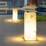 Modern Marble Effect Cube Outdoor LED Landscape Path Light and Garden Pillar Lamp