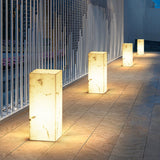 Modern Marble Effect Cube Outdoor LED Landscape Path Light and Garden Pillar Lamp
