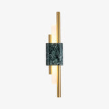 Modern Marble Plug In Wall Sconce with Slim Gold Rods and Opal LED Light Set of 2