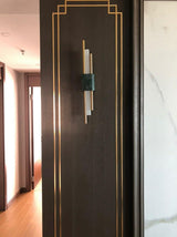 Modern Marble Plug In Wall Sconce with Slim Gold Rods and Opal LED Light Set of 2