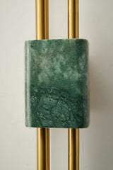 Modern Marble Plug In Wall Sconce with Slim Gold Rods and Opal LED Light Set of 2