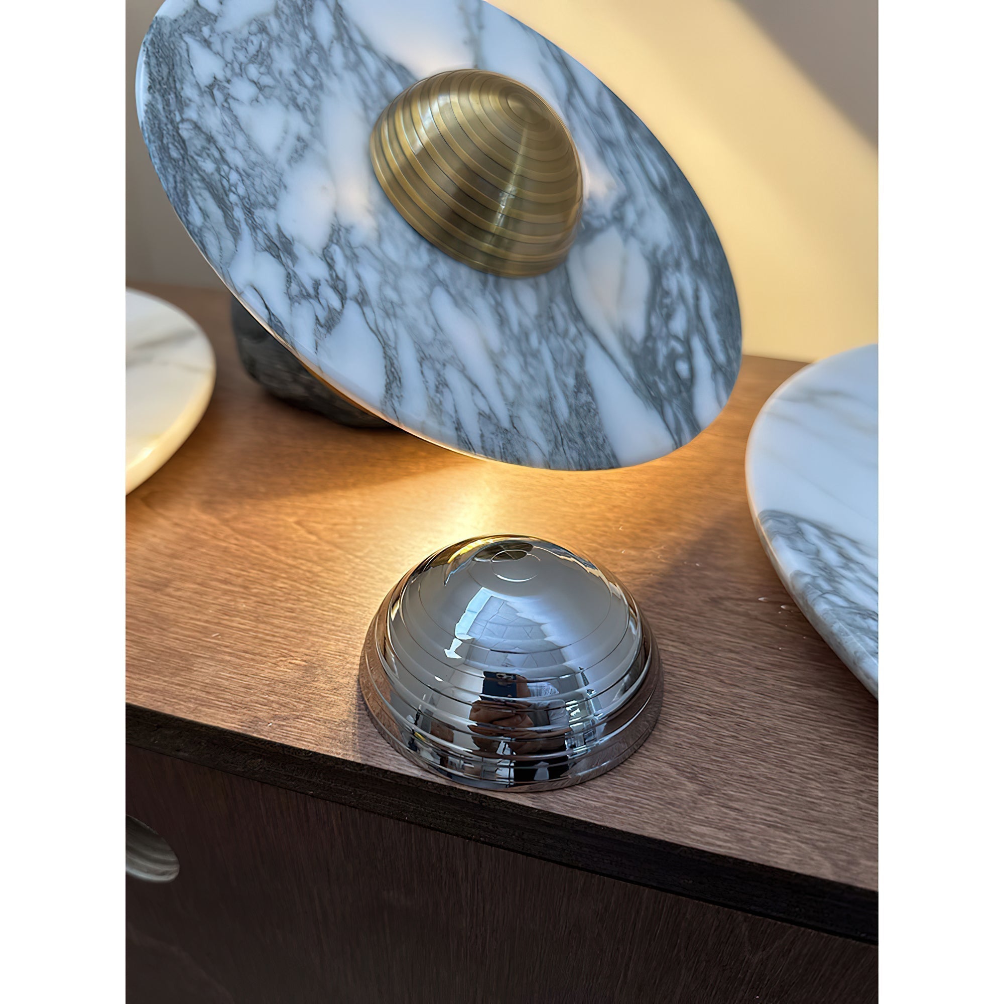 Modern Marble Rechargeable LED Wall Sconce with Natural Stone Pattern and Touch Dimming