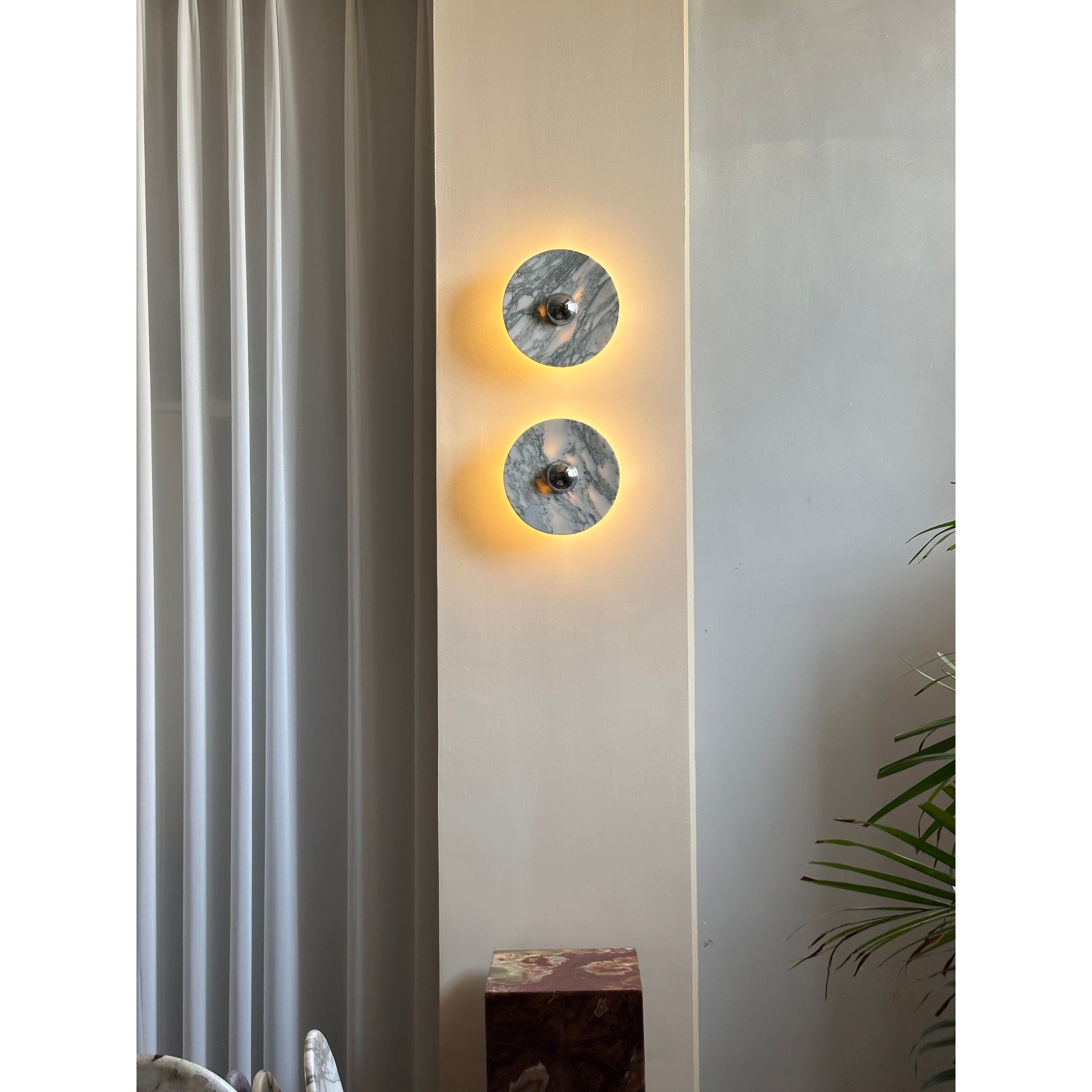 Modern Marble Rechargeable LED Wall Sconce with Natural Stone Pattern and Touch Dimming
