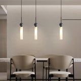 Modern Marble Vertical LED Pendant Lamp with Brass Accents for Minimalist Interior Lighting