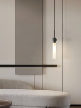 Modern Marble Vertical LED Pendant Lamp with Brass Accents for Minimalist Interior Lighting