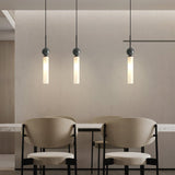 Modern Marble Vertical LED Pendant Lamp with Brass Accents for Minimalist Interior Lighting