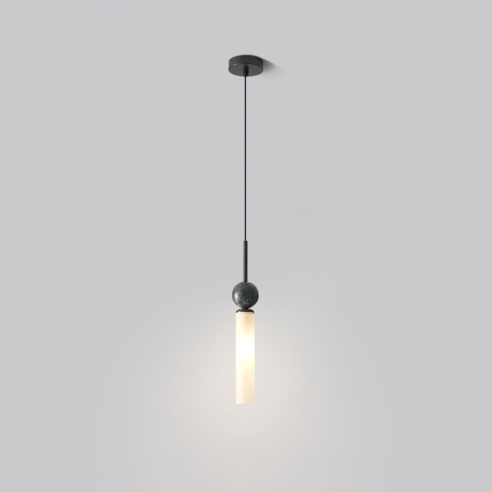Modern Marble Vertical LED Pendant Lamp with Brass Accents for Minimalist Interior Lighting