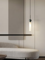 Modern Marble Vertical LED Pendant Lamp with Brass Accents for Minimalist Interior Lighting