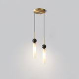 Modern Marble Vertical LED Pendant Lamp with Brass Accents for Minimalist Interior Lighting