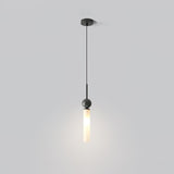 Modern Marble Vertical LED Pendant Lamp with Brass Accents for Minimalist Interior Lighting