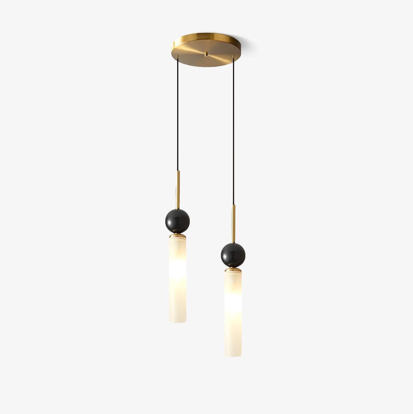 Modern Marble Vertical LED Pendant Lamp with Brass Accents for Minimalist Interior Lighting