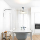 Modern Marseille Adjustable Swing Arm Wall Sconce with Dual Trumpet Metal Shades