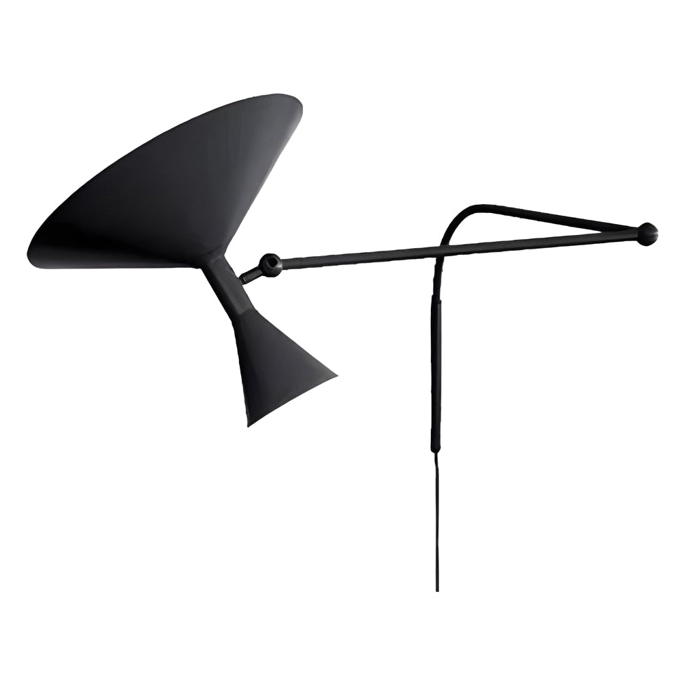 Modern Marseille Adjustable Swing Arm Wall Sconce with Dual Trumpet Metal Shades