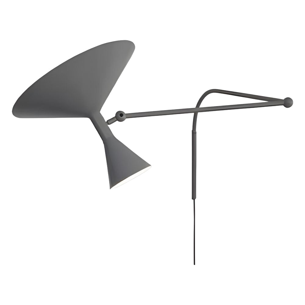 Modern Marseille Adjustable Swing Arm Wall Sconce with Dual Trumpet Metal Shades