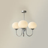Modern Marshmallow Chandelier with Pink Glass Shades and Gold Finish Lighting