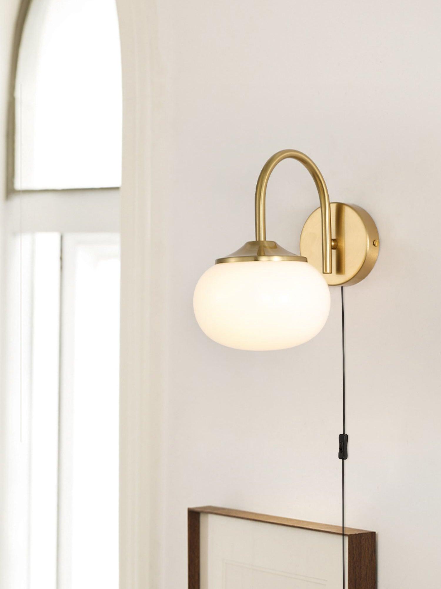 Modern Marshmallow Glass Bracket Wall Lamp Plug In Sconce for Bedroom Decor