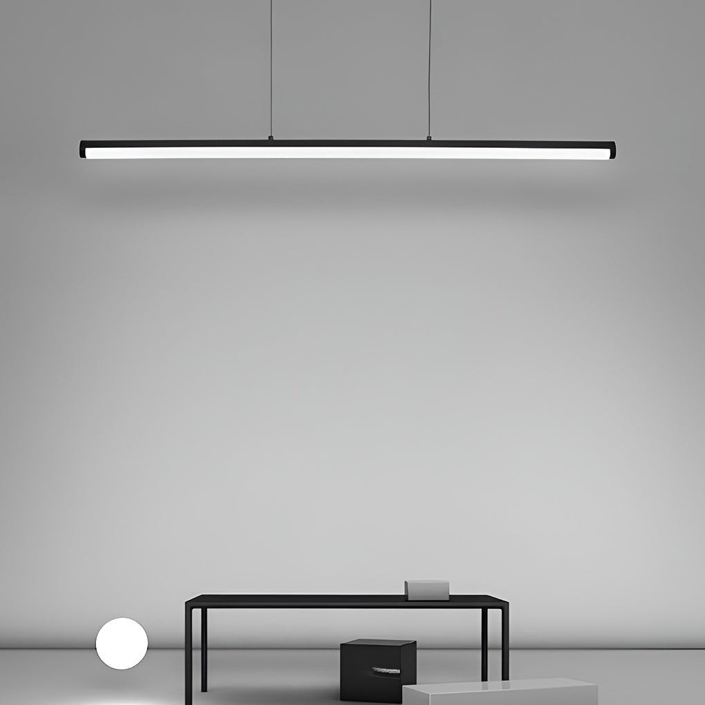 Modern Matt Black Linear LED Pendant Light 16 Inch Rectangular Adjustable Hanging Ceiling Fixture Warm White