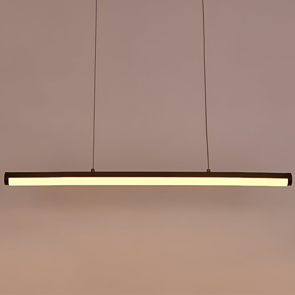 Modern Matt Black Linear LED Pendant Light 16 Inch Rectangular Adjustable Hanging Ceiling Fixture Warm White