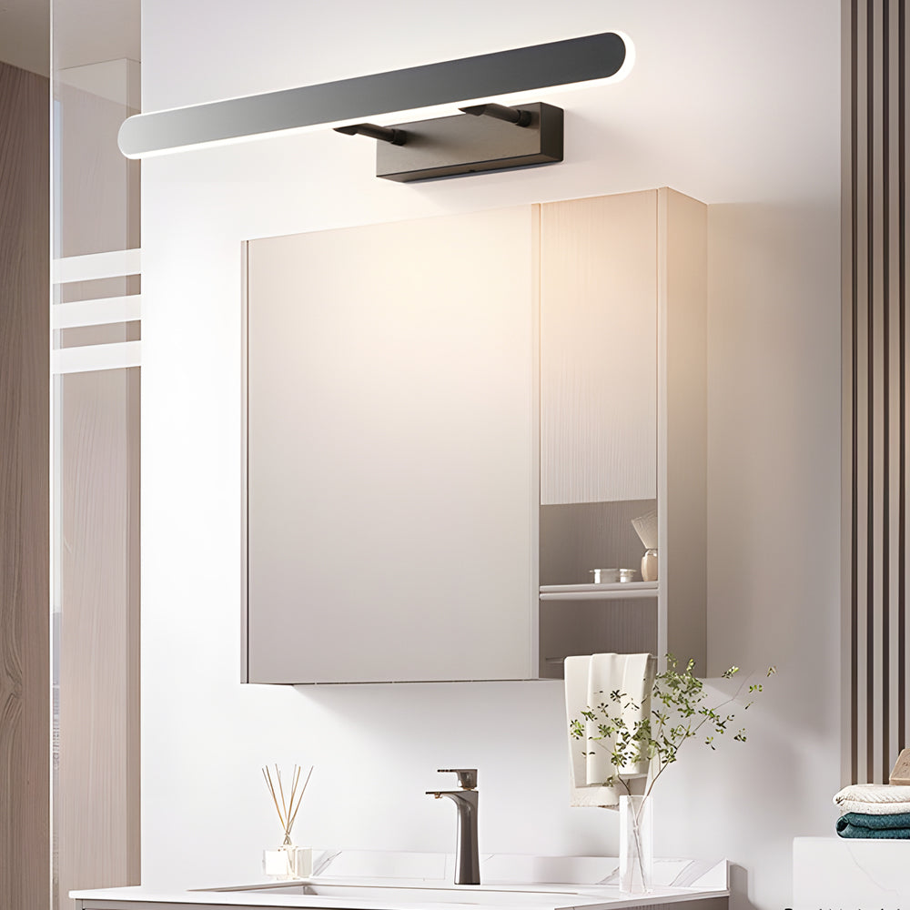 Modern Matte Black LED Bathroom Vanity Light with 3 Step Color Temperature Dimming