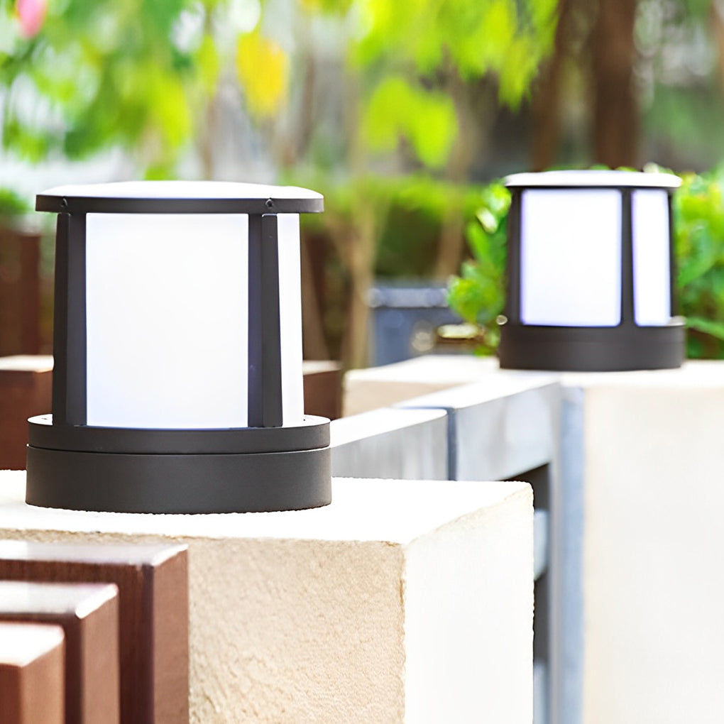 Modern Matte Black LED Outdoor Post Light Waterproof Aluminum Fence Lantern for Garden Yard