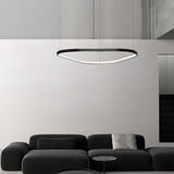 Modern Matte Black LED Triangle Ring Pendant Lighting Dimmable Multi Ring Geometric Chandelier