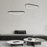 Modern Matte Black LED Triangle Ring Pendant Lighting Dimmable Multi Ring Geometric Chandelier