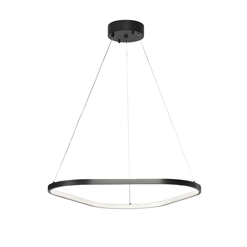 Modern Matte Black LED Triangle Ring Pendant Lighting Dimmable Multi Ring Geometric Chandelier