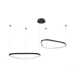 Modern Matte Black LED Triangle Ring Pendant Lighting Dimmable Multi Ring Geometric Chandelier
