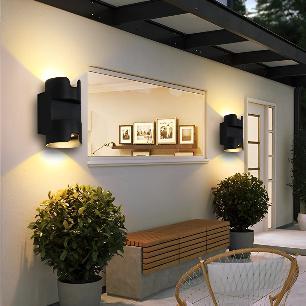Modern Matte Black Outdoor LED Wall Sconce Waterproof Up and Down Exterior Lighting