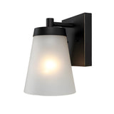 Modern Matte Black Outdoor Wall Light with Frosted Glass Shade and Dusk to Dawn Sensor