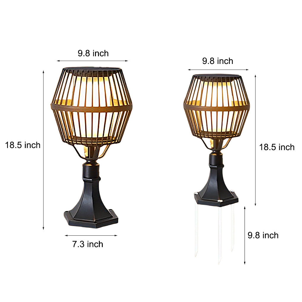 Modern Matte Black Solar Outdoor Post Light Waterproof Aluminum LED Landscape Lantern for Garden Path
