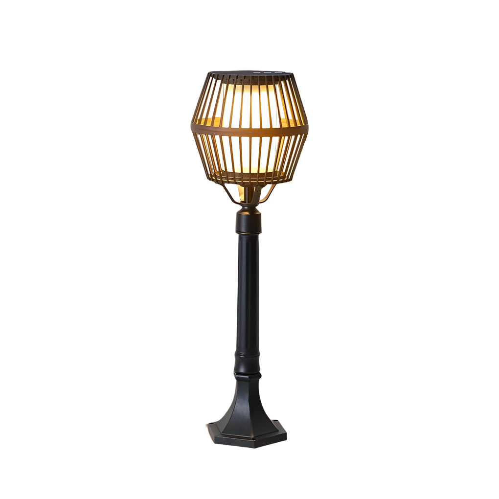 Modern Matte Black Solar Outdoor Post Light Waterproof Aluminum LED Landscape Lantern for Garden Path