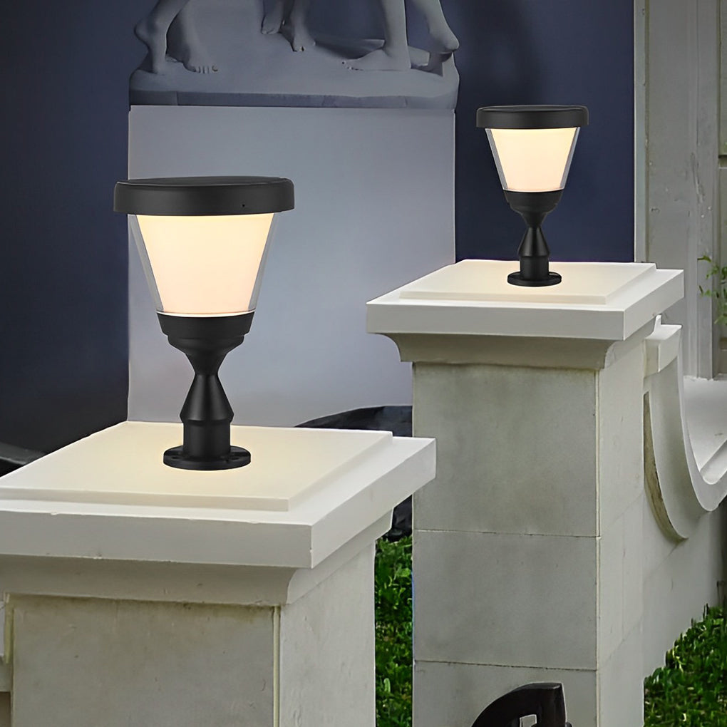Modern Matte Black Solar Pillar Light Waterproof LED Outdoor Fence Post Cap Lamp for Garden
