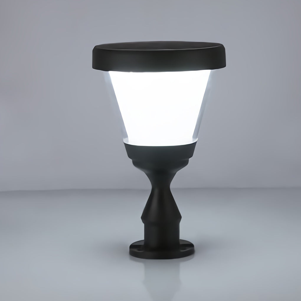 Modern Matte Black Solar Pillar Light Waterproof LED Outdoor Fence Post Cap Lamp for Garden