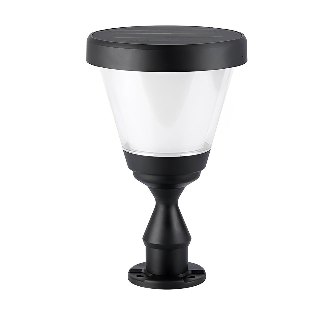 Modern Matte Black Solar Pillar Light Waterproof LED Outdoor Fence Post Cap Lamp for Garden