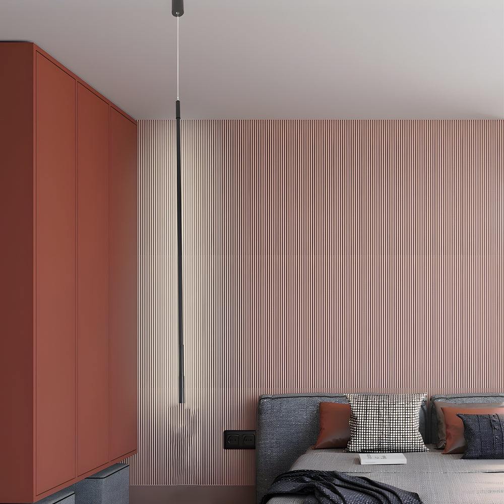 Modern Matte Black Vertical Linear LED Pendant Light for Dining Room and Office
