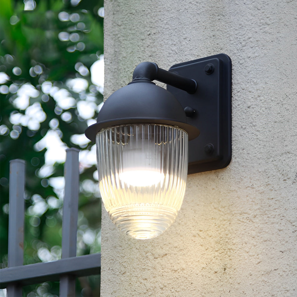 Modern Matte Black Waterproof Outdoor Wall Lamp with Clear Glass Ball Shade