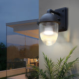 Modern Matte Black Waterproof Outdoor Wall Lamp with Clear Glass Ball Shade