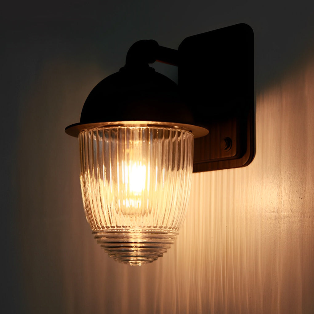 Modern Matte Black Waterproof Outdoor Wall Lamp with Clear Glass Ball Shade