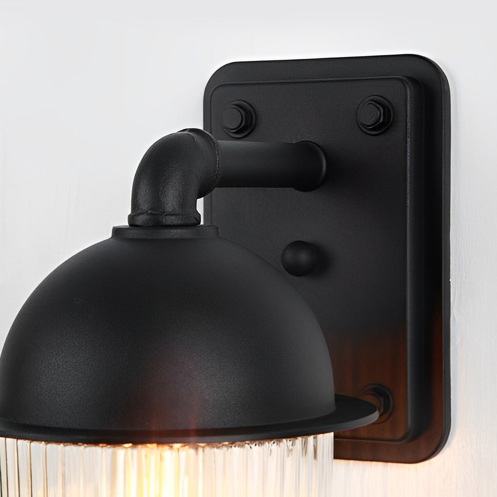 Modern Matte Black Waterproof Outdoor Wall Lamp with Clear Glass Ball Shade