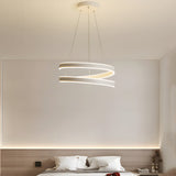 Modern Matte White Spiral Ring LED Chandelier Dimmable Nordic Pendant Light for Living Room
