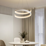 Modern Matte White Spiral Ring LED Chandelier Dimmable Nordic Pendant Light for Living Room