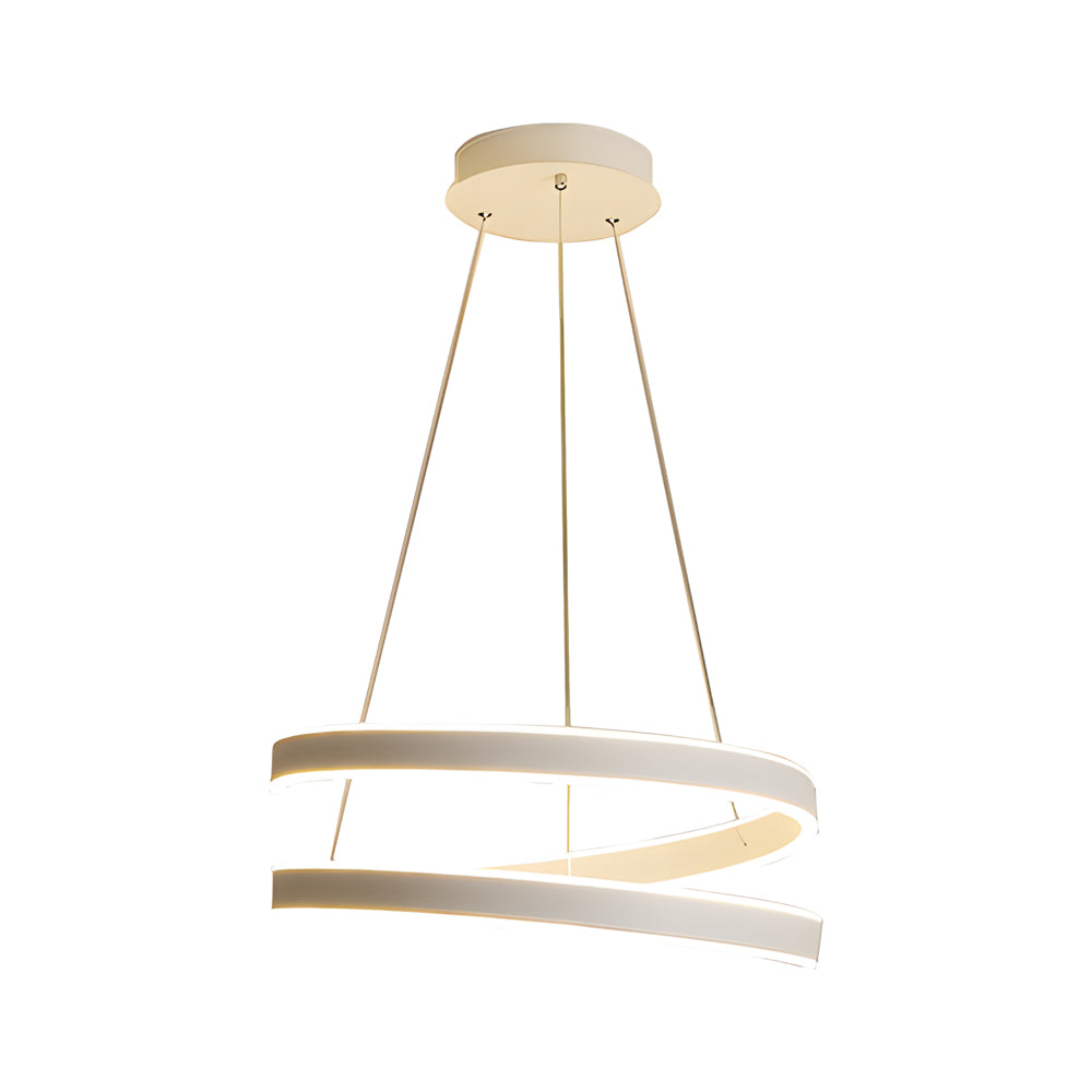 Modern Matte White Spiral Ring LED Chandelier Dimmable Nordic Pendant Light for Living Room
