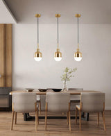 Modern Medieval Copper Pendant Lamp with Glass Shade and Adjustable Cable for Indoor Lighting