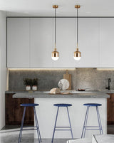Modern Medieval Copper Pendant Lamp with Glass Shade and Adjustable Cable for Indoor Lighting