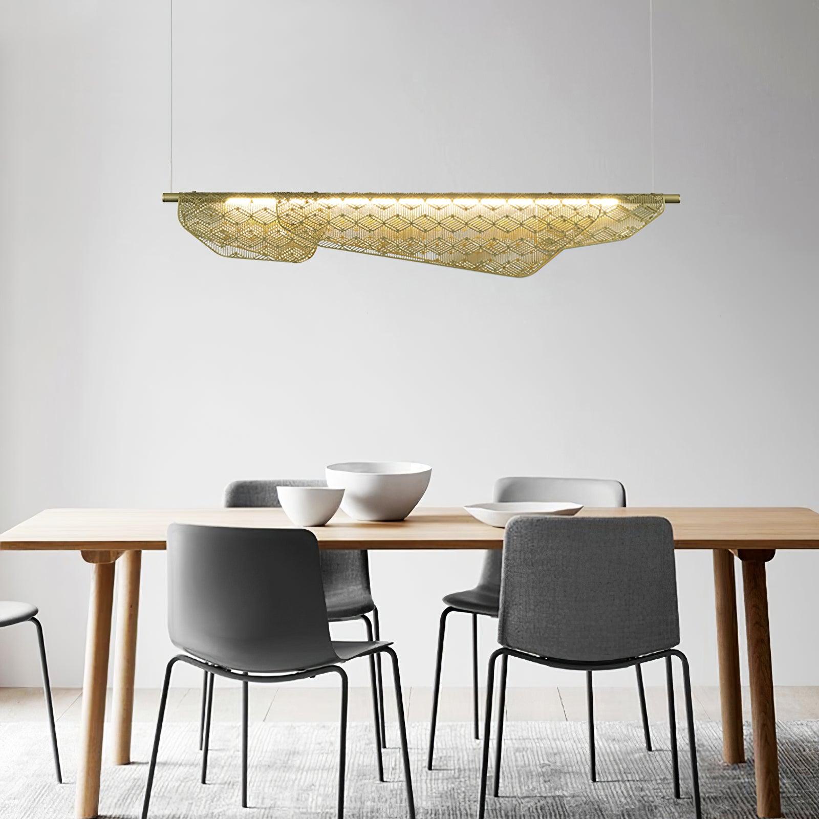 Modern Mediterranean Sculpted LED Pendant Light in Gold Finish for Dining Room