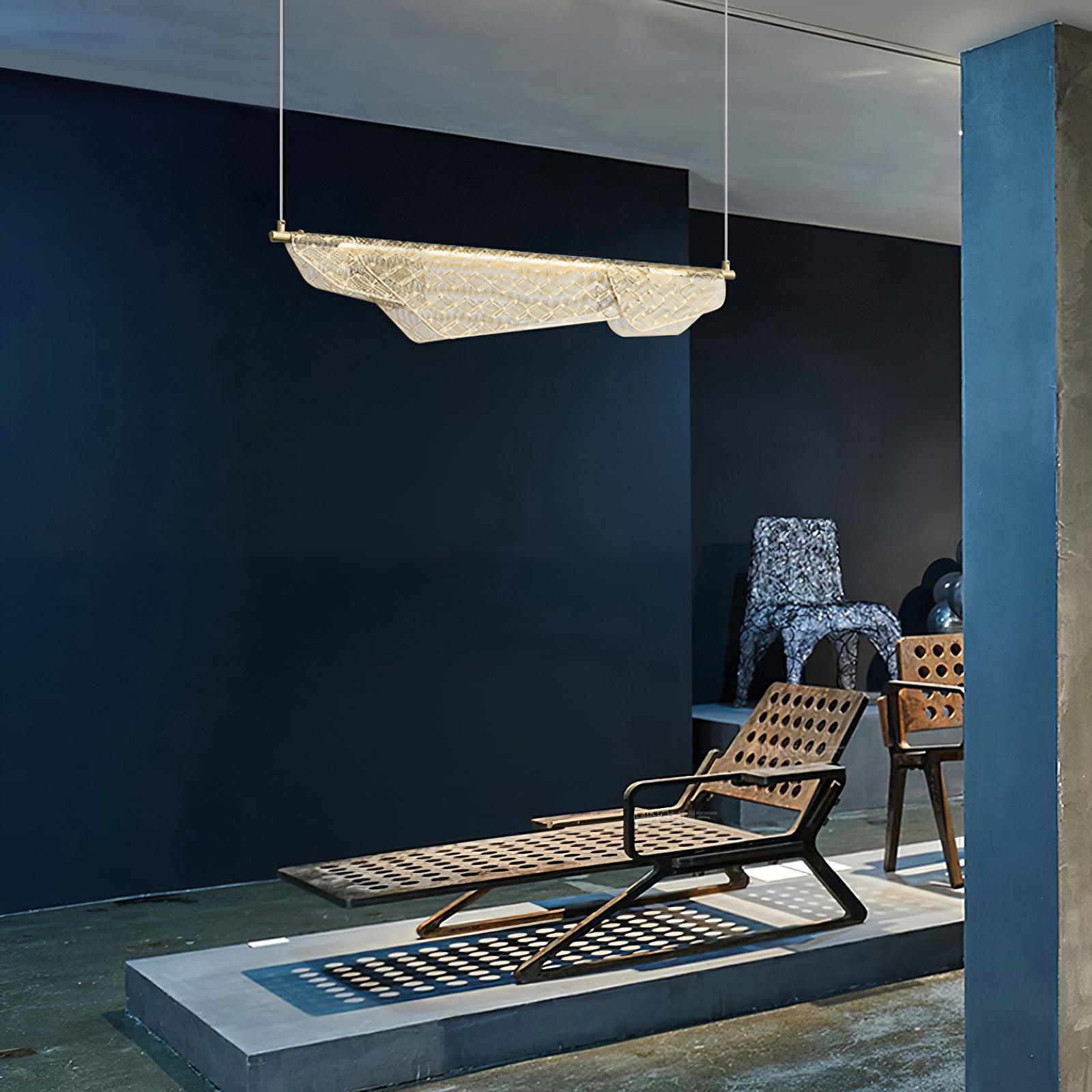 Modern Mediterranean Sculpted LED Pendant Light in Gold Finish for Dining Room