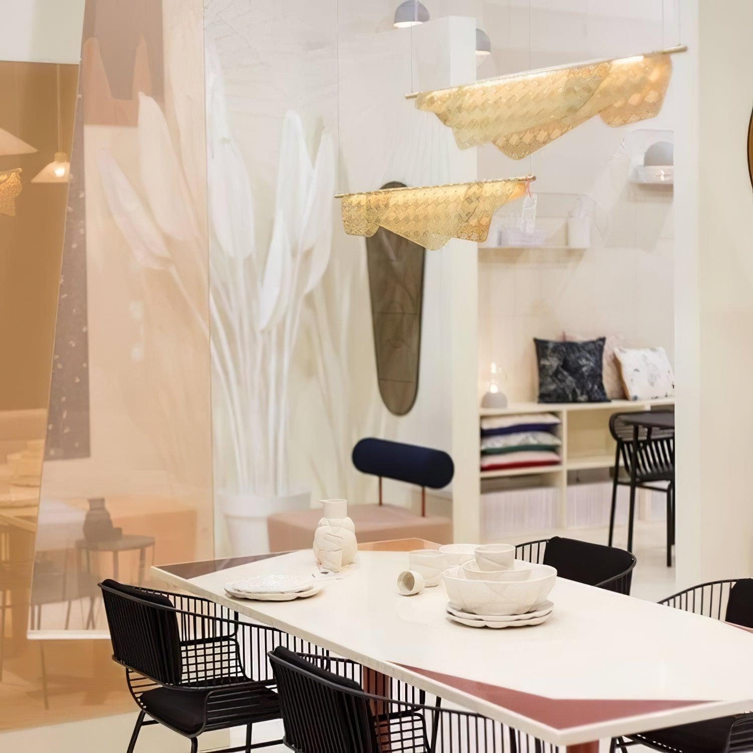 Modern Mediterranean Sculpted LED Pendant Light in Gold Finish for Dining Room