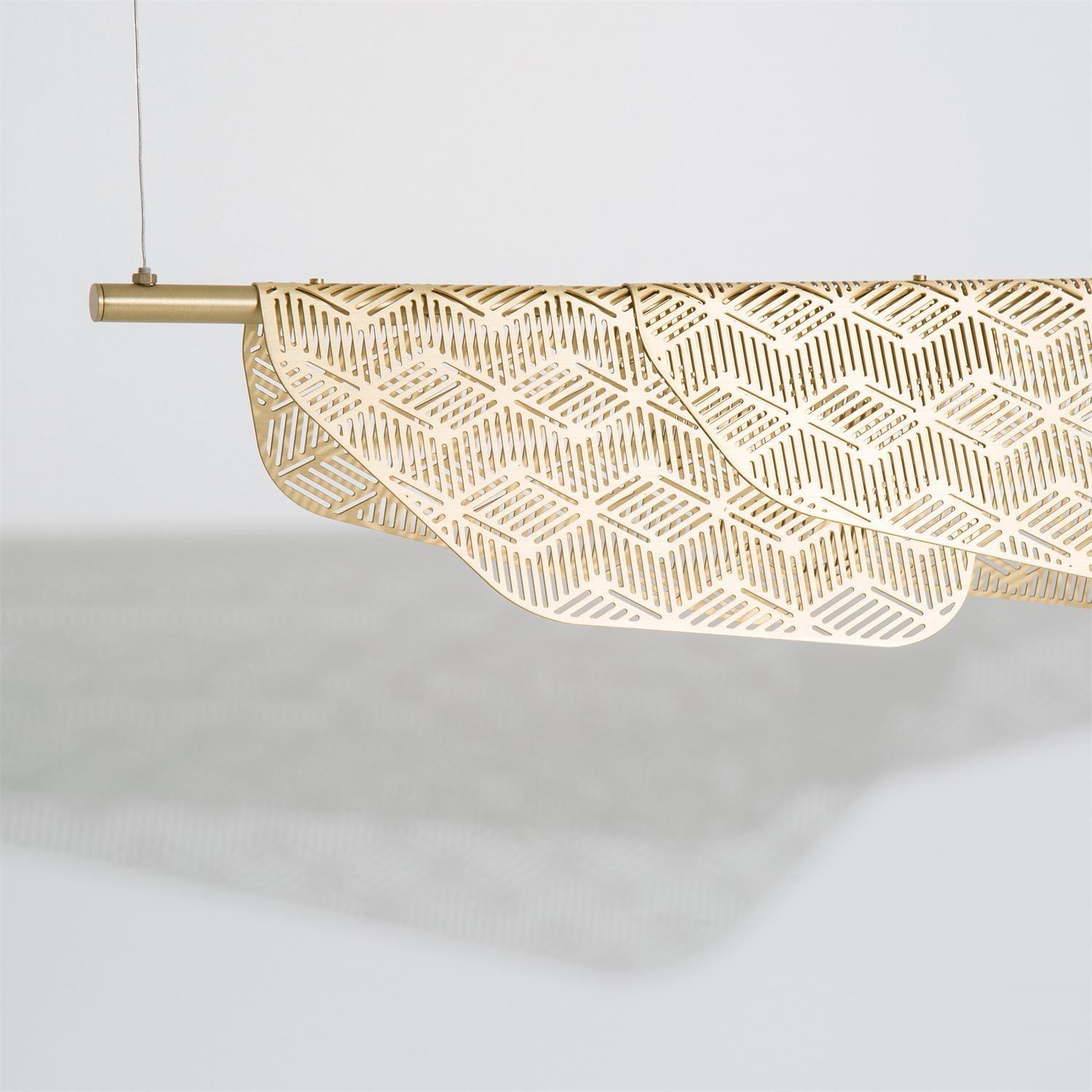 Modern Mediterranean Sculpted LED Pendant Light in Gold Finish for Dining Room