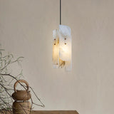 Modern Megalith Mini Alabaster Pendant Light Brass Finish Luxury Natural Stone Ceiling Lamp